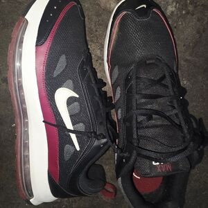 Nike Black and Burgundy Air Max Shoes